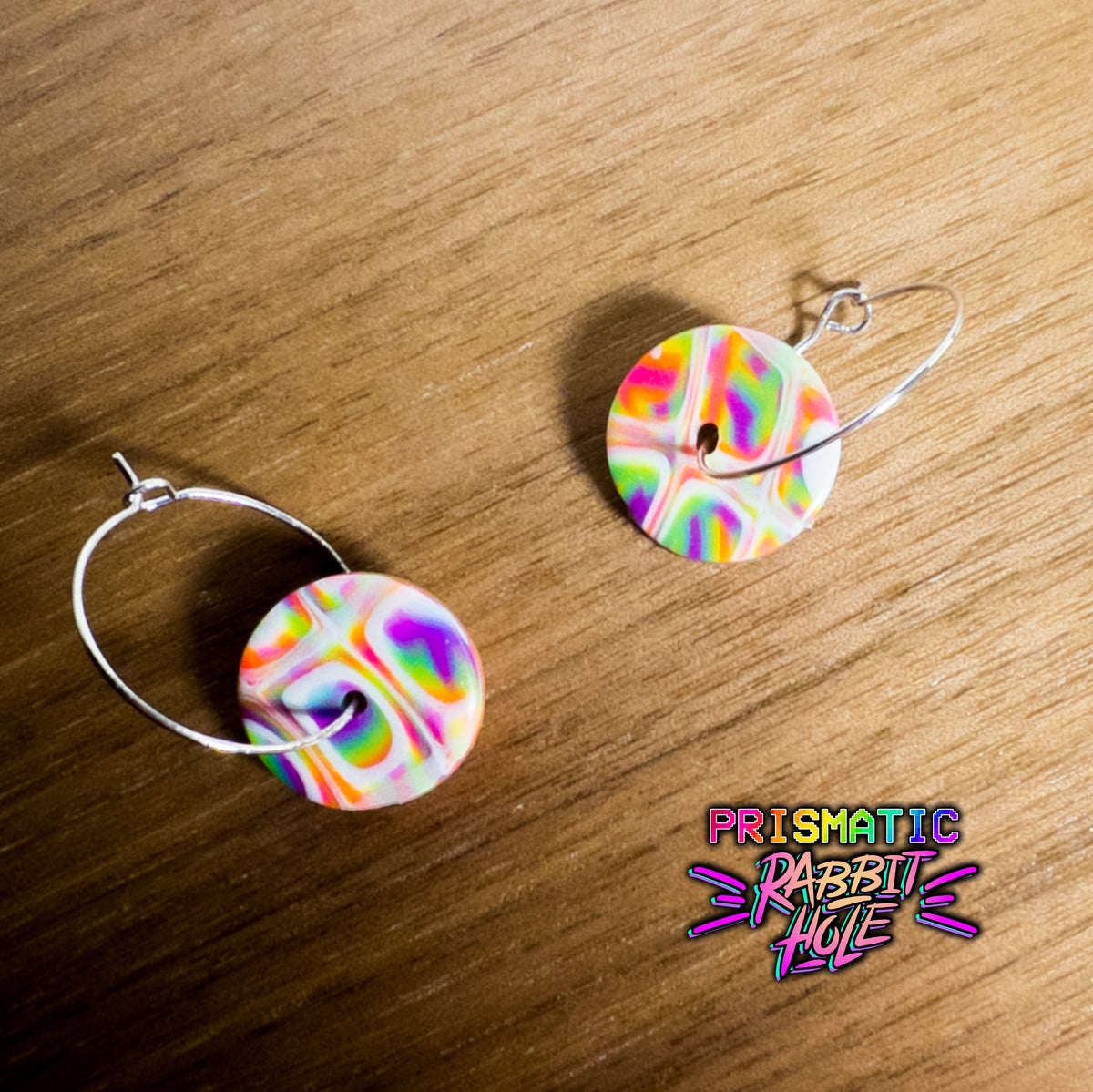 Multicolor Polymer Clay Drop Rainbow Earrings. - Approximat (246873)