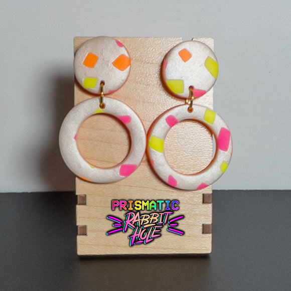 Neon Polymer Clay Geometric Drop Earrings